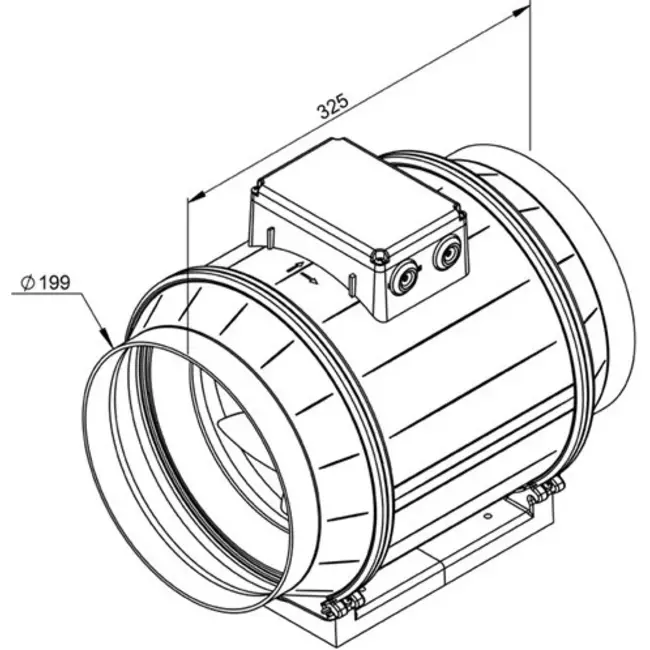 Ruck® ETAMASTER-kanalventilator med EC-motor 1300m³/t - Ø 200 mm + driftspotentiometer 10 kO
