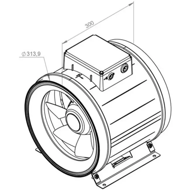Ruck® ETAMASTER rørventilator med EC-motor 2960m³/t - Ø 315 mm + driftspotentiometer 10 kO