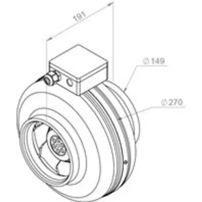 Ruck® kanalventilator 440m³/t – Ø 150 mm + elektronisk variabel styring 1,0 A