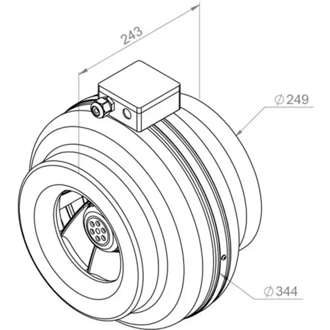 Ruck® kanalventilator 1090m³/t – Ø 250 mm + elektronisk variabel kontrol 1,0 A