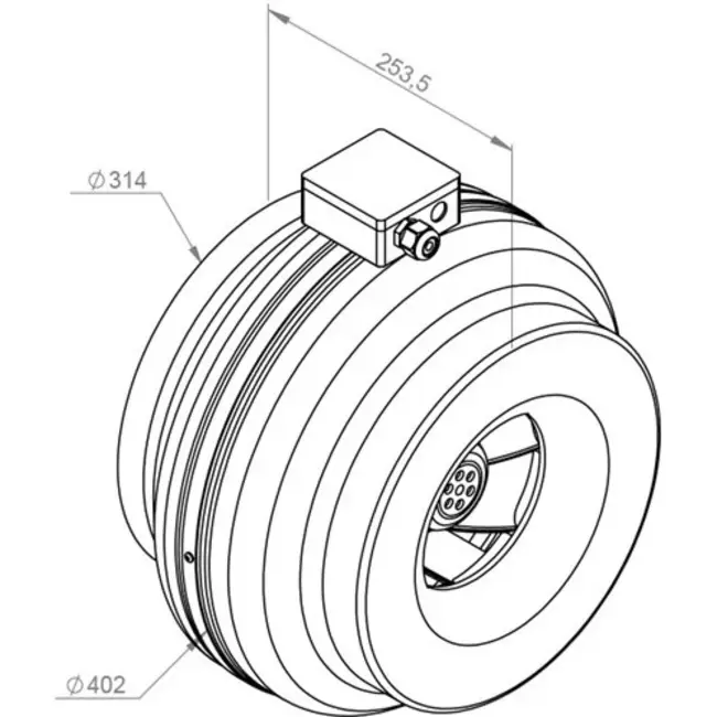 Ruck® kanalventilator 1170m³/t – Ø 315 mm + elektronisk variabel kontrol 1,0 A