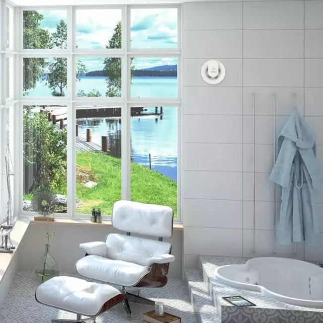 Vent Axia Svara badeværelsesventilator med fugt- og lyssensor Ø 100 – 125 mm (app-styret)