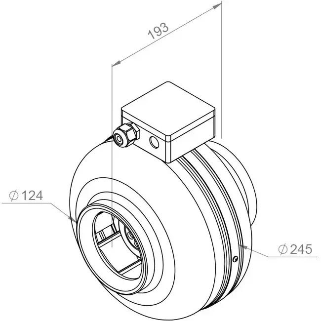 Kanalventilator 125 mm centrifugal - RS 125L 20