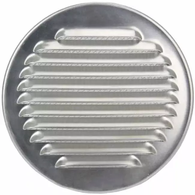 Rund ventilationsrist i metal med monteringsmuffe Ø 180 mm aluminium – DWRA180S