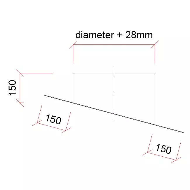 Thermoduct-klæbeplade i aluminium til tagkanaler med en diameter på 250 mm - 21 grader