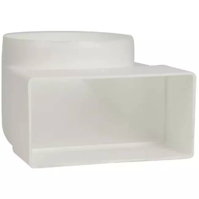 Rektangulær, plastik, lodret, 90° bøjning, Ø100mm - 110 x 55 - KLD