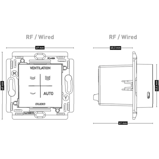 Duco CO2 rumsensor med styring RF/Kabel sort