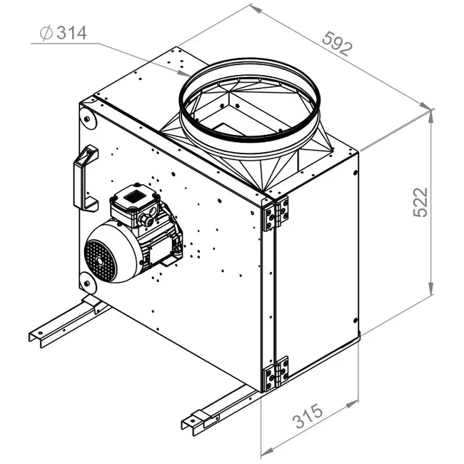 Boksventilator til røggas F400 - MPS 280 D2 F4 30