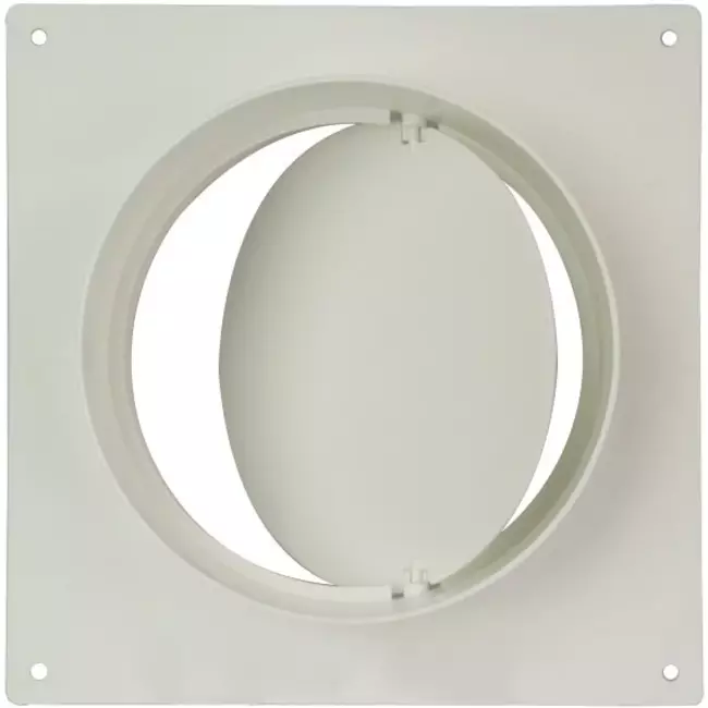 Rund vægplade i plast med kontraspjæld, diameter: 125 mm - AFV125