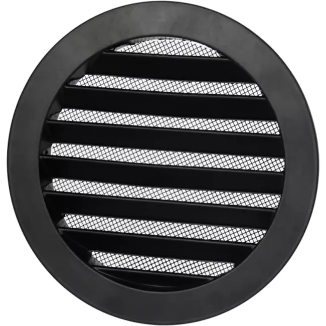 Udendørs ventilationsriste i aluminium - Ø 100 mm - Sort