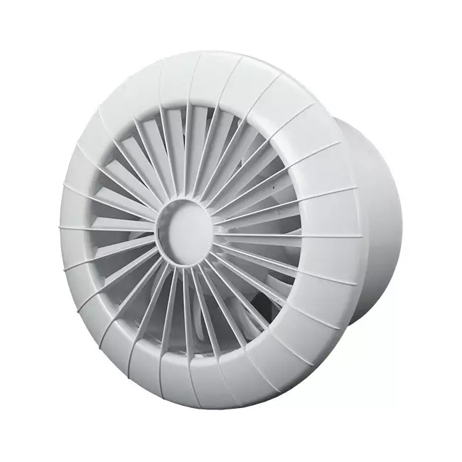 Rund badeværelsesventilator i hvid – fugtsensor og timer – Ø 120 mm – aRid 120 BB HS