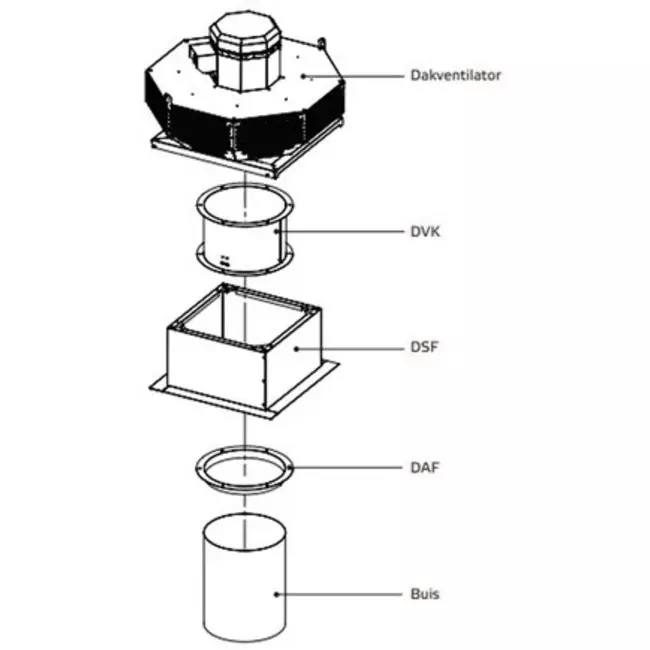 Vandret tagventilator i metal – DHL 560 D4 RK 01