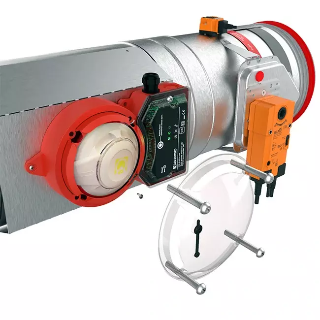 Røgsensor 230V til rundt brandspjæld 200 mm - E-FDC A SSA D200 230