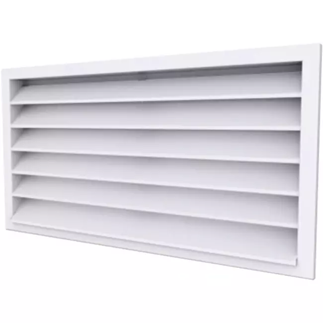 Ydervægrist 600 x 400 aluminium med faste ventilatorblade - blandet farve RAL 9003