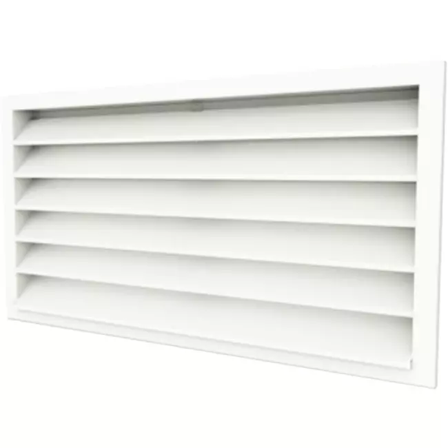 Ydervægrist 600 x 300 aluminium med faste ventilatorblade - blandet farve RAL 9010