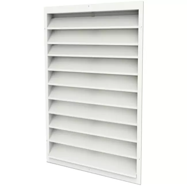 Ydervægrist 600 x 700 aluminium med faste ventilatorblade - blandet farve RAL 9010