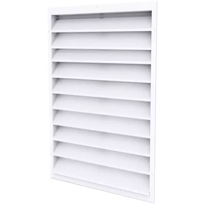 Ydervægrist 600 x 700 aluminium med faste ventilatorblade - blandet farve RAL 9003