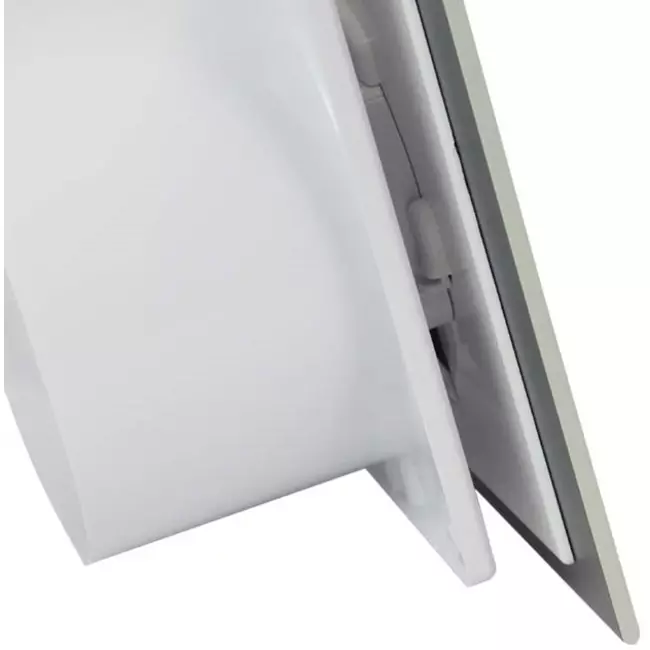 Badeværelsesventilator Ø 125 mm med fugtsensor og timer – frontpanel i satin sølvfarvet glas