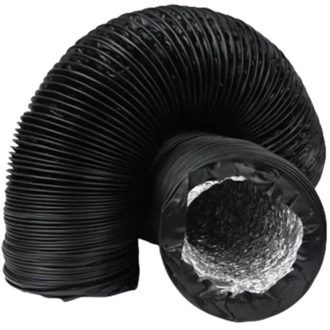 Combidec-ventilationsslange i aluminium med yderlag i polyester, SORT, Ø80 mm (10 meter)