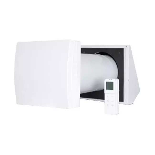 Decentraliseret WTW HRU væg Ø100 med fjernbetjening - 25 m³/t - HRU-WALL-RC-100-25-PEG