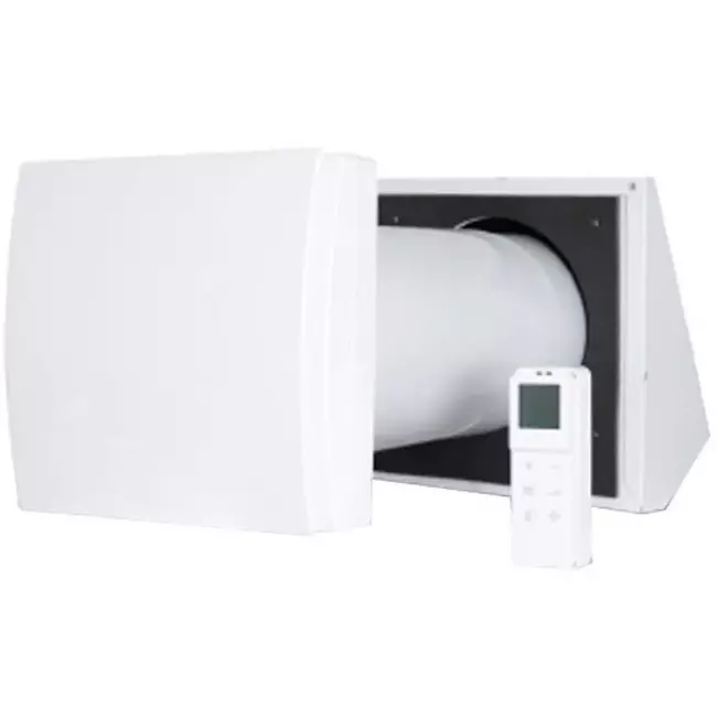 Decentraliseret WTW HRU væg Ø100 med fjernbetjening - 25 m³/t - HRU-WALL-RC-100-25-PEG