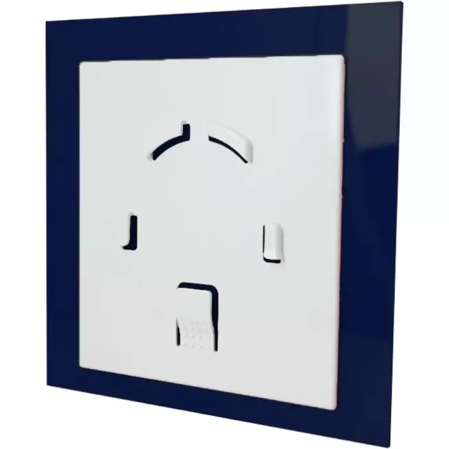 Air Roxy badeværelsesventilator med tilslutningsdiameter 100 mm med forsinket start og timer – frontpanel i blå plast