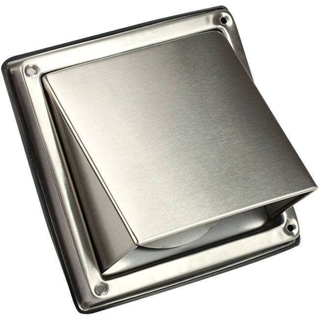 Frontgitter i rustfrit stål, 100 mm, med høj indløbsspjæld - EL-SS-BD100 SS