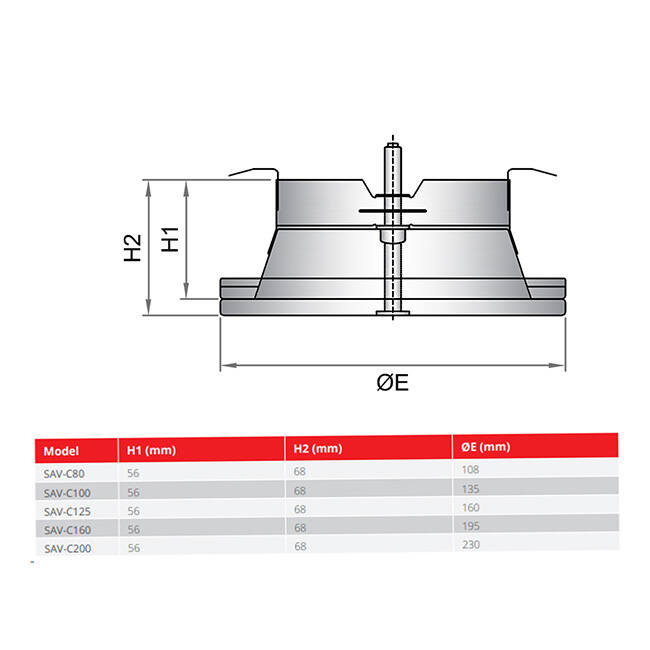 Ventilationsudblæsningsventil 80 mm med metalfjedre - SAV-C80 RAL9010
