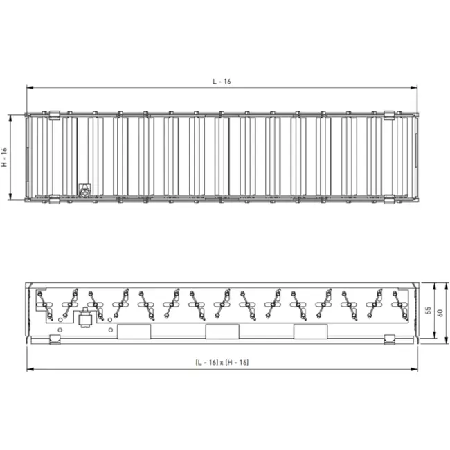 Volumenkontrolspjæld til ventilationsgitter - 525x75