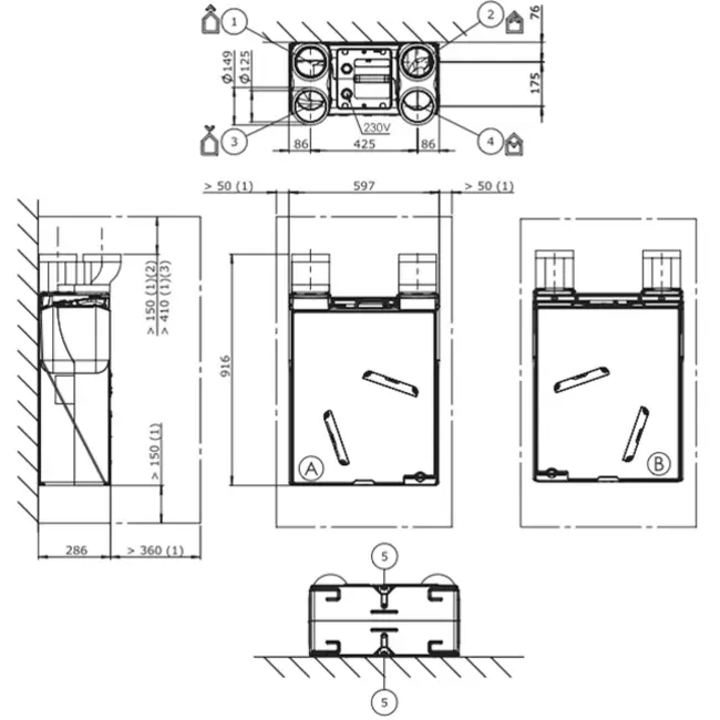 Itho Daalderop HRU 200 ECO unit E RFT high-rise 200m³/t