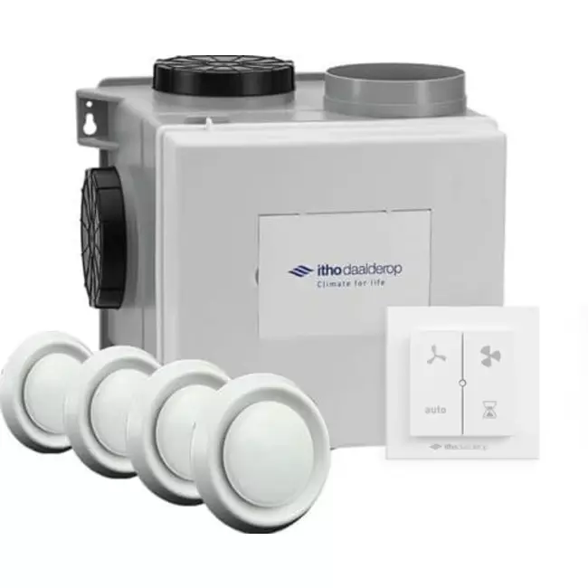 Itho Daalderop CVE-S ECO High Performance Package HE 415 m³/t + fugtighedssensor + RFT-N Auto control + 4 ventiler - euro plug