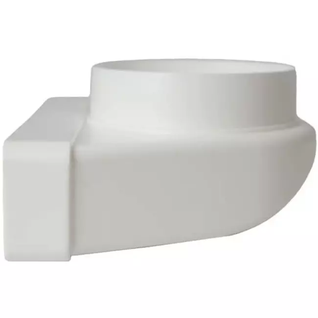 Rektangulær, plastik, lodret, 90° bøjning, Ø100 mm - 220 x 55 mm KLD25-100