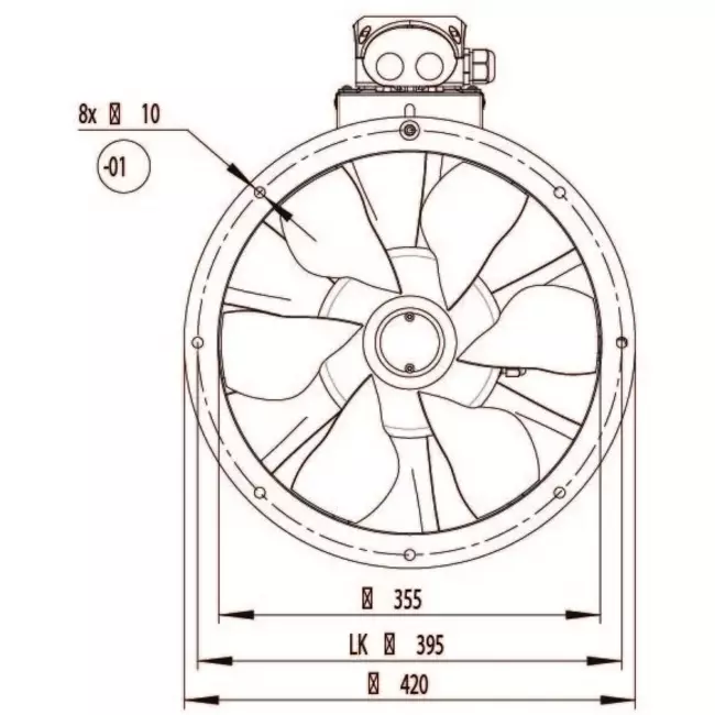 Aksial 355 mm kanalventilator - AL 355 D2 01