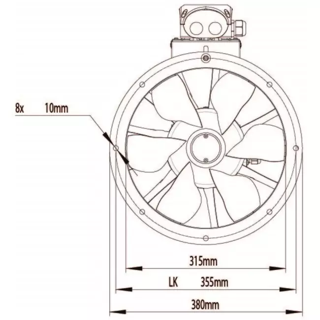 Aksial 315 mm kanalventilator - AL 315 D2 01