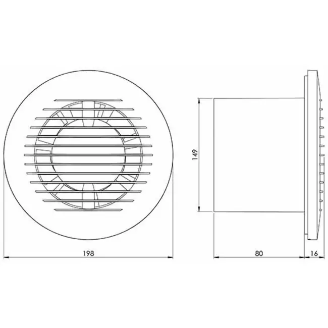 Rund badeværelsesventilator Ø 150 mm hvid – basic EA150