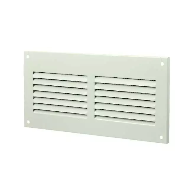 Ventilationsrist i metal, rektangulært 200x100 hvid - MR2010