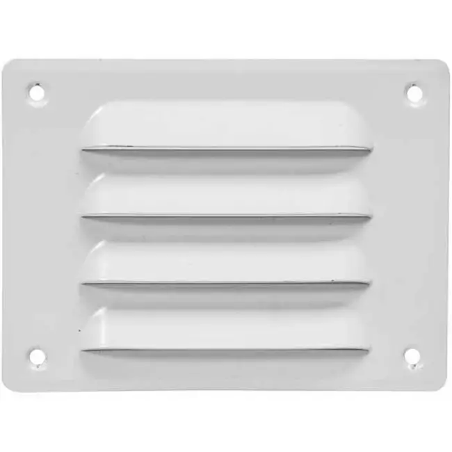 Ventilationsrist i metal, rektangulær 140x105 mm hvid – MR14105