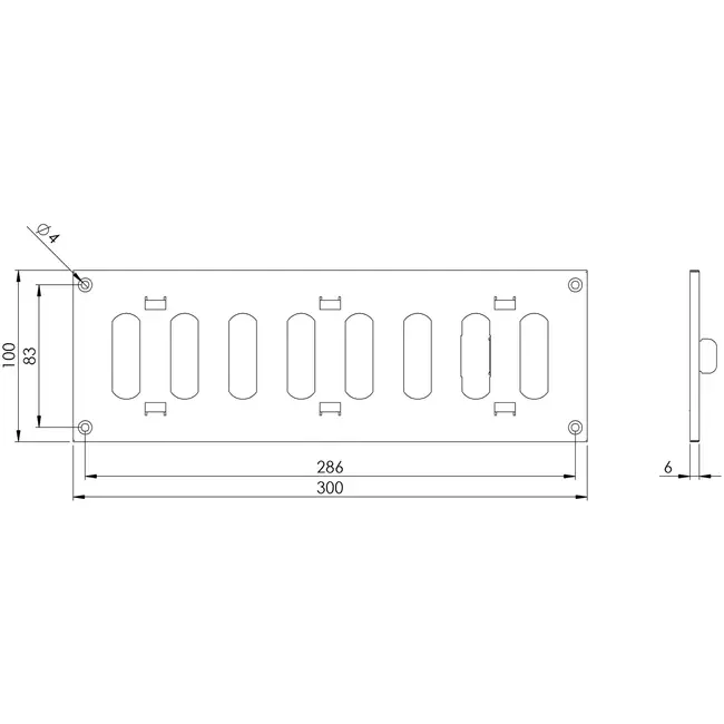 Justerbar lineære diffuser i metal 300x100 sort - MR3010RM