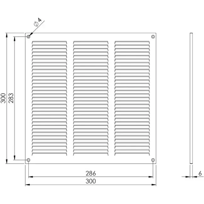 Metalgitter 300x300 mm hvid - MR3030