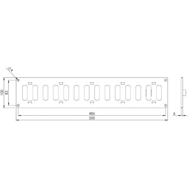 Justerbar lineære diffuser i metal 500x100 sort - MR5010RM