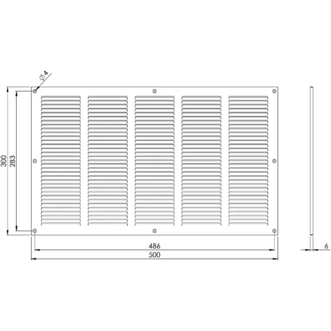 Metalgitter 500x300 mm hvid - MR5030