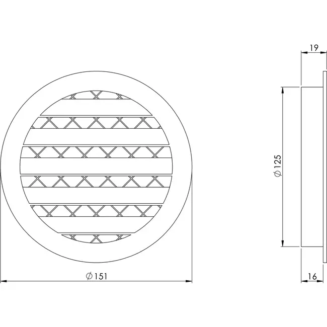 Aluminiumslegeringsrist Ø125 hvid - MRA125W