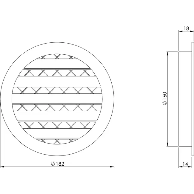 Aluminiumslegeringsrist Ø160 beige - MRA160Y