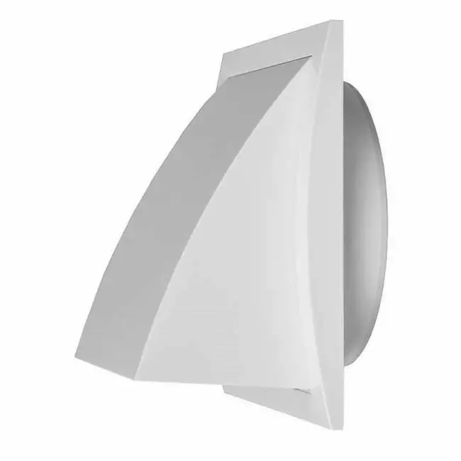 Facadegitter med kontraventil 190x190 mm diameter 125 mm hvid – ND12FV