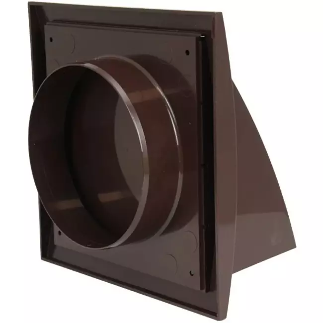 Facadegitter med kontraventil 150x150 mm diameter 100 mm brun – ND10FVB