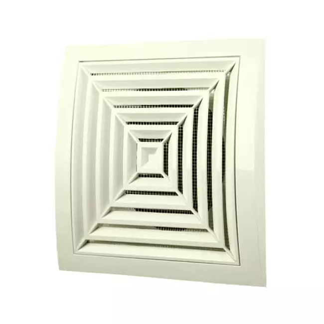 Firkantet loftdiffusor 190x190 diameter: 125 hvid - ND12G
