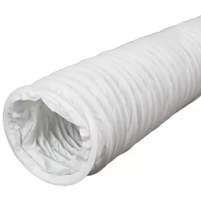 Fleksibel PVC-ventilationsslange i hvid, Ø125 mm (6 meter)