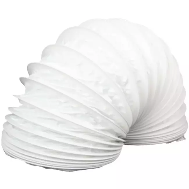 Fleksibel PVC-ventilationsslange i hvid, Ø125 mm (6 meter)