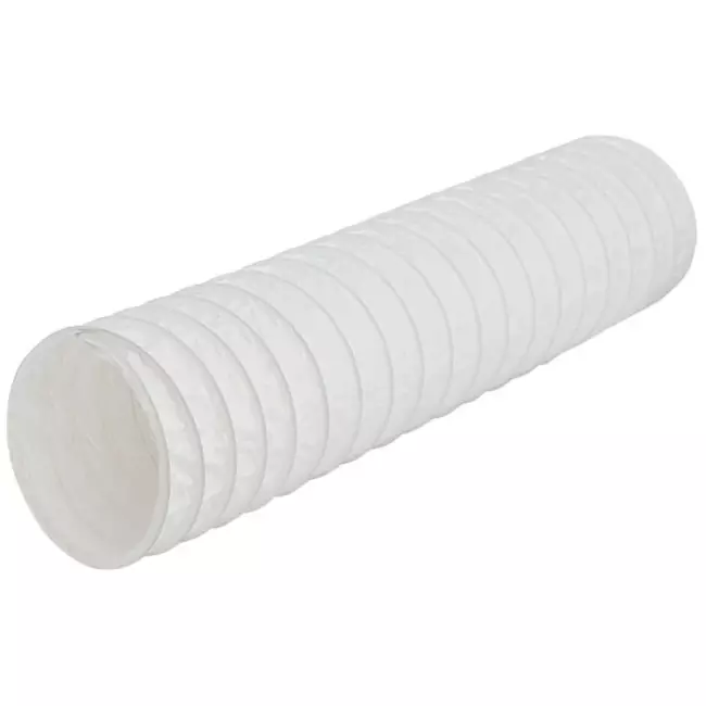 Fleksibel PVC-ventilationsslange i hvid, Ø125 mm (6 meter)