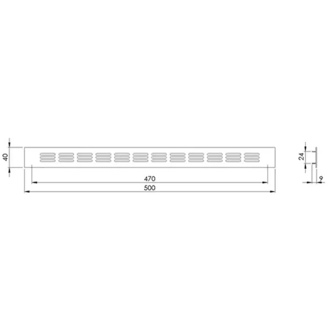 Fodliste diffuser aluminium - hvid L=500mm x H=40mm -RA450